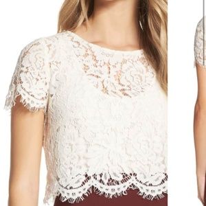 Jenny Yoo Kenzie Lace Crop Top in Ivory